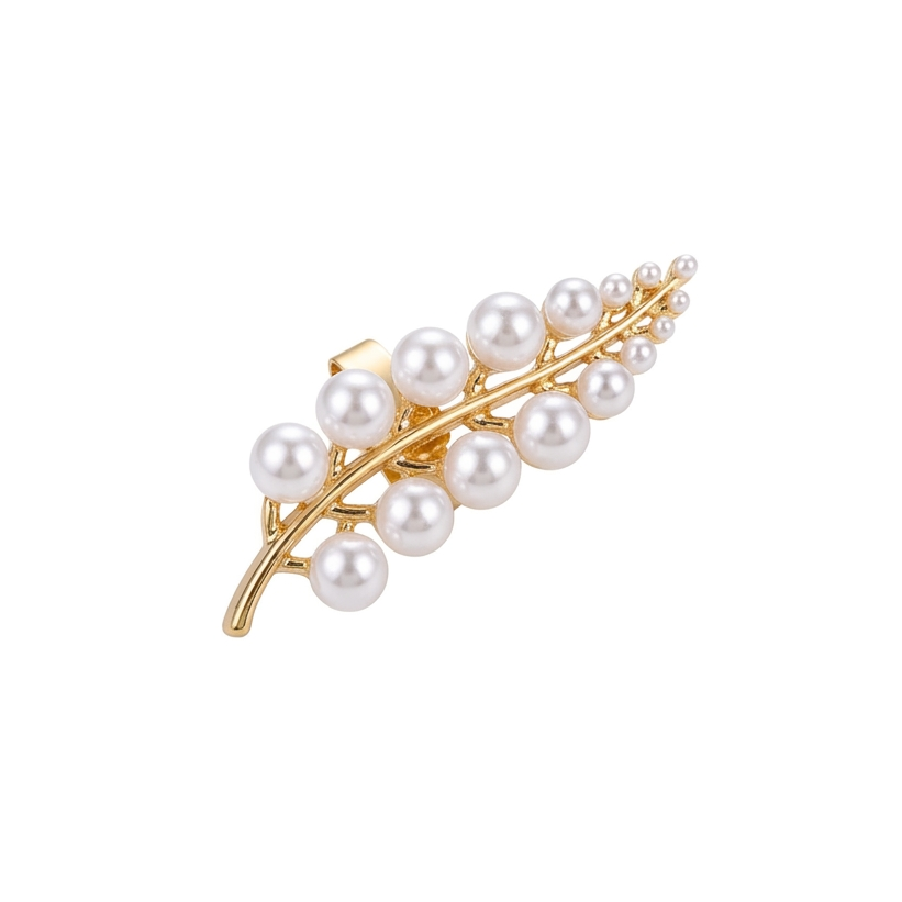     Contemporary gold pearl statement ring for women.