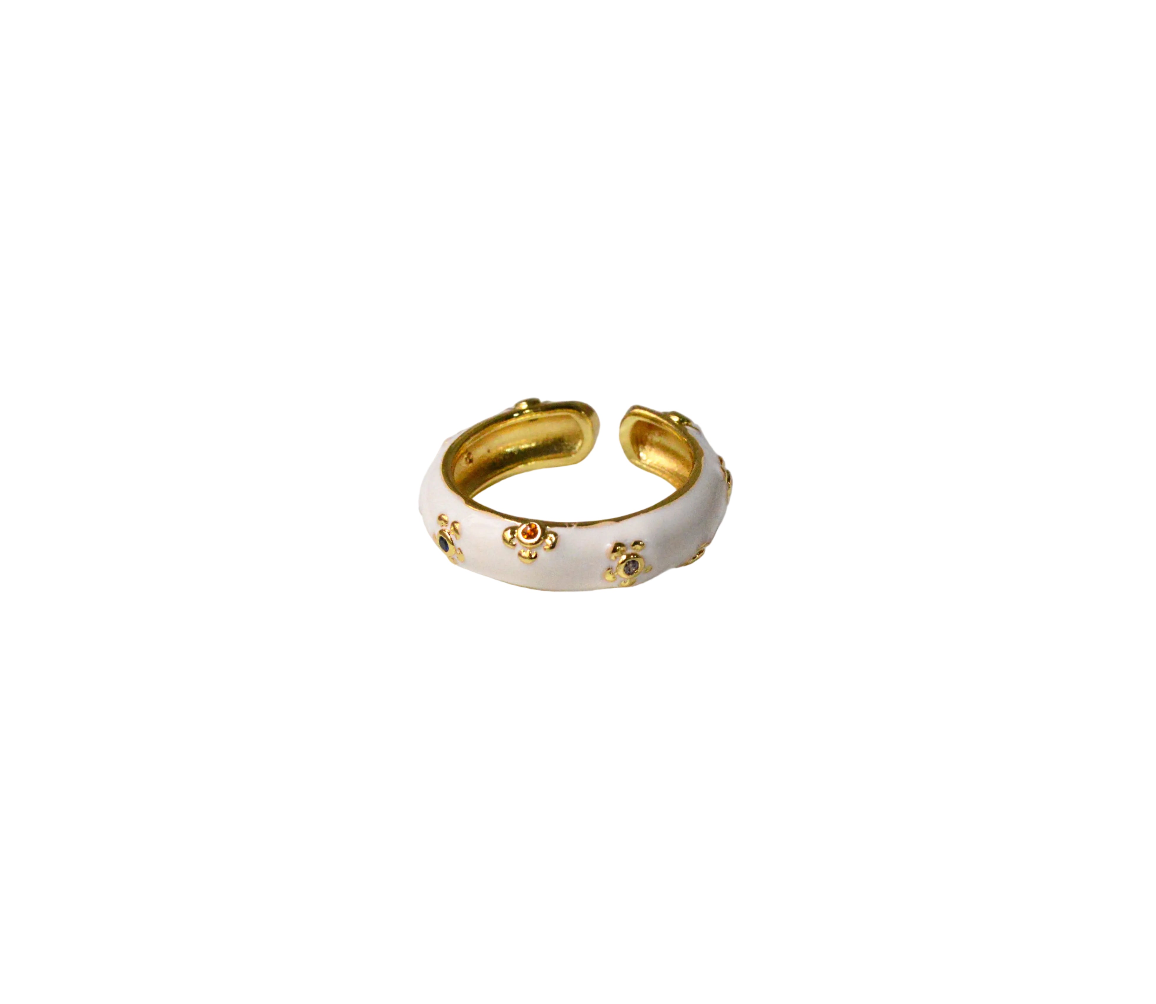 Golden ring with enamel 