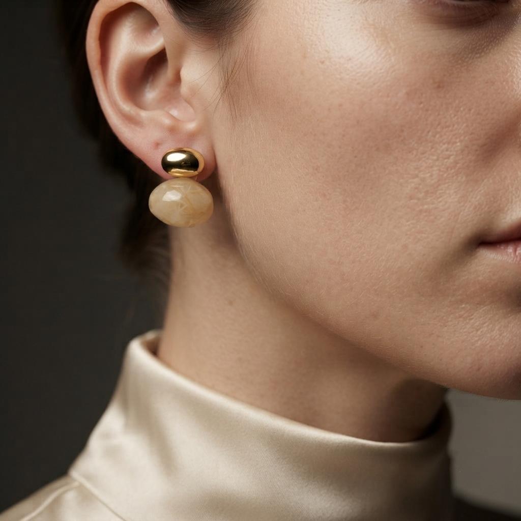 Elegant ivory marble resin earrings for women by Civaro