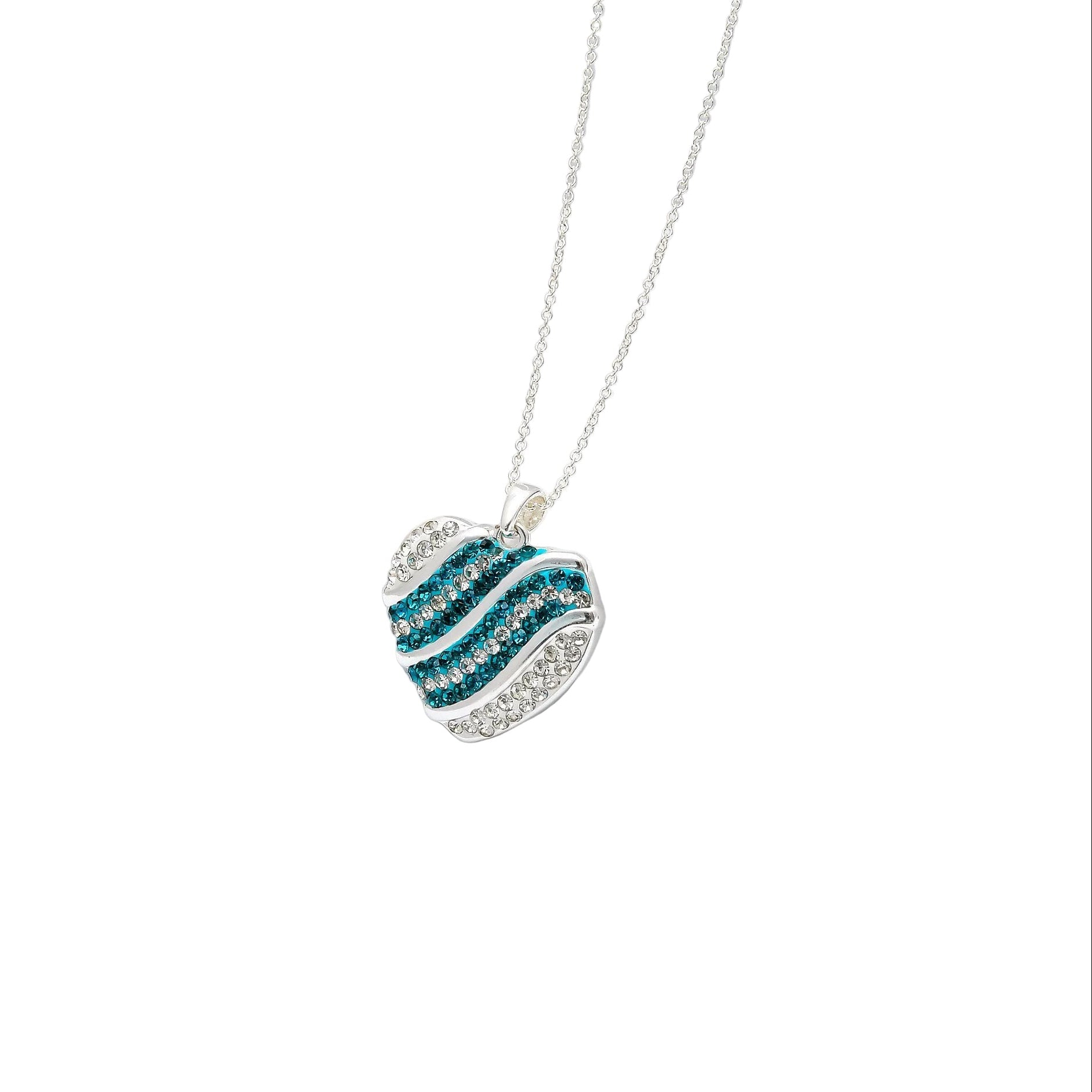 Teal Wave Heart Necklace