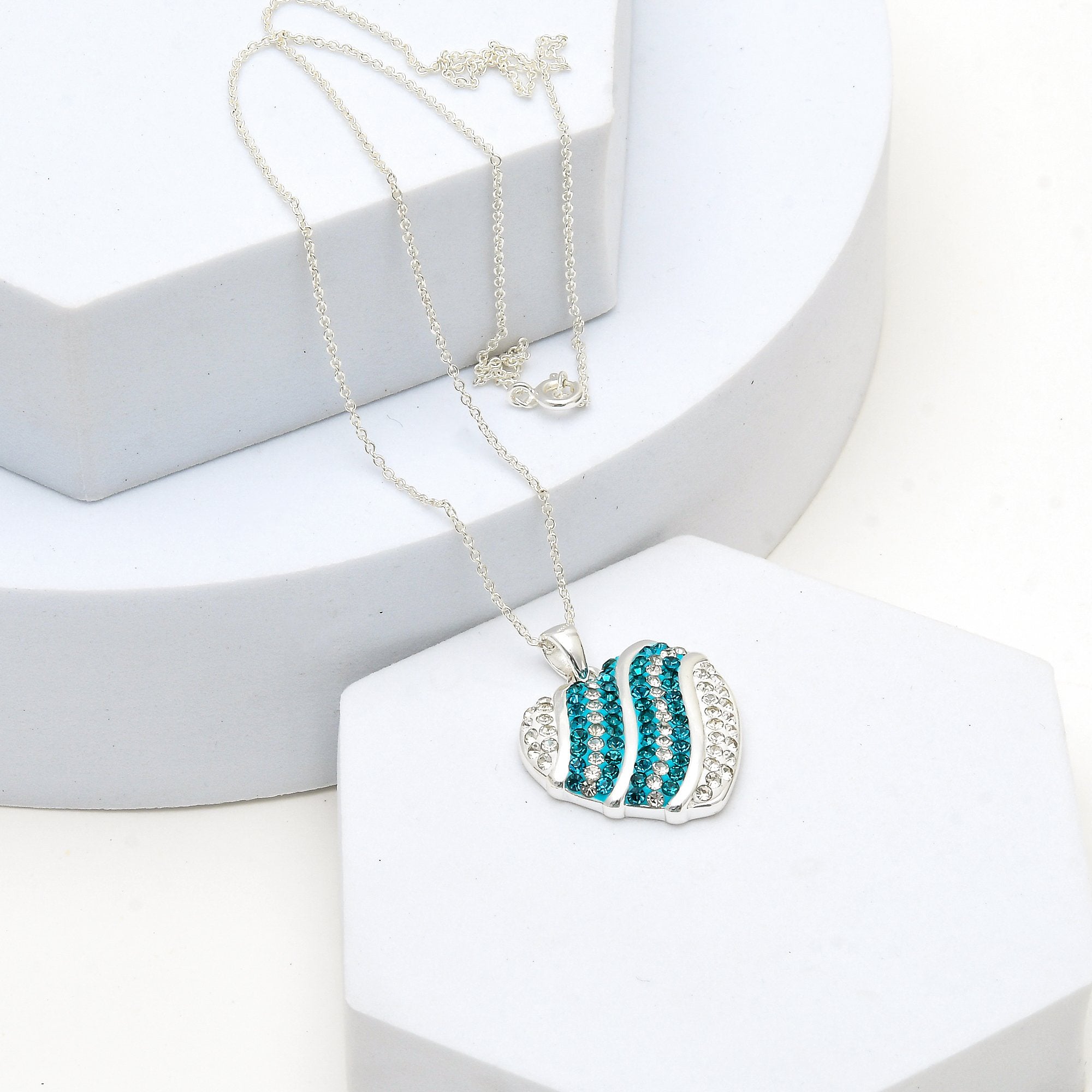 Teal Wave Heart Necklace