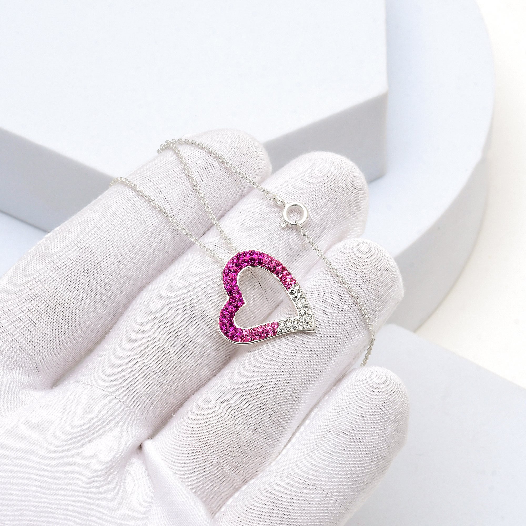 Pink Ombre Heart Necklace