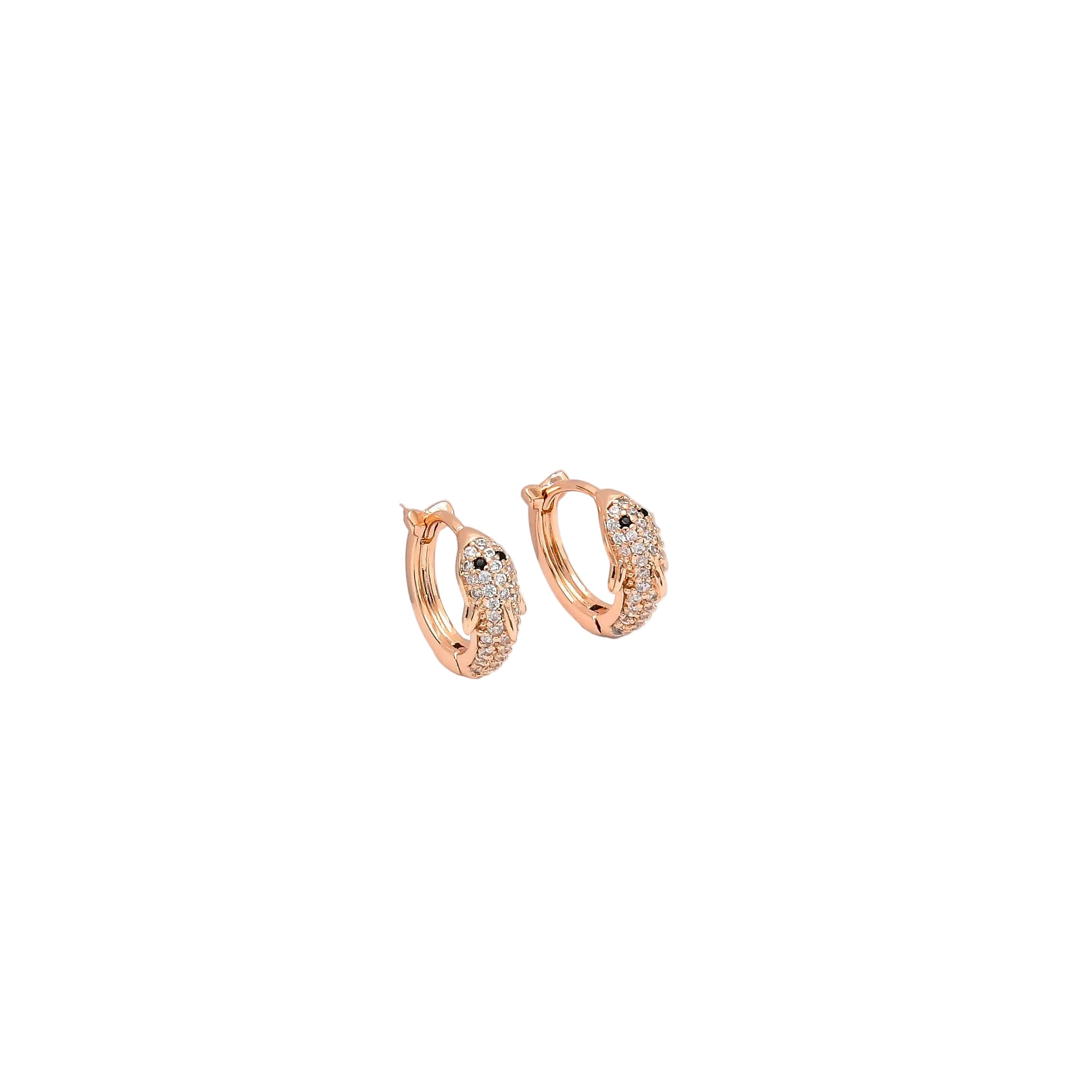Minimal rose gold tone ELVA mini hoop earrings in stainless steel for everyday wear
