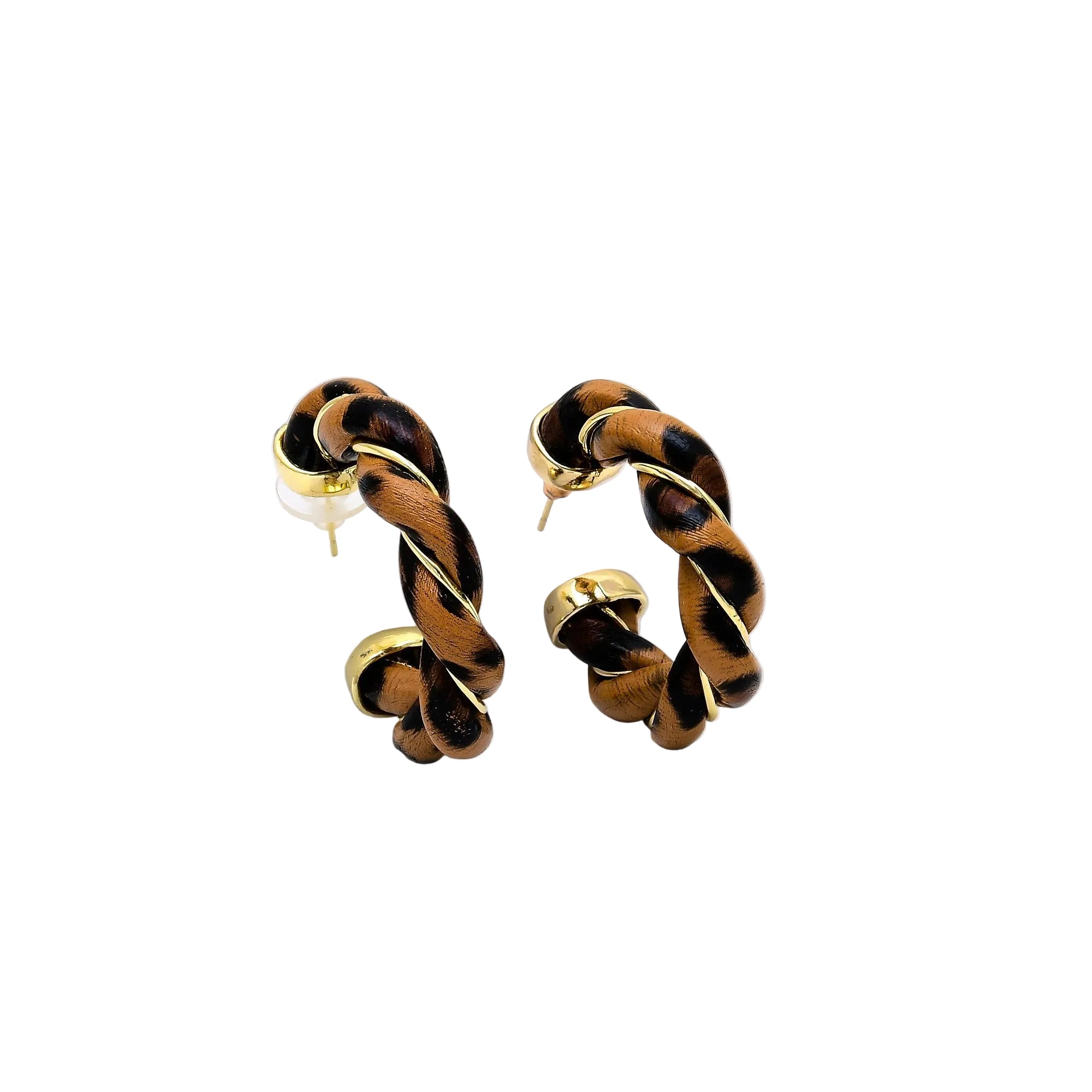     Gold-tone stainless steel Savanna Twirl Hoops with sculpted textured surface