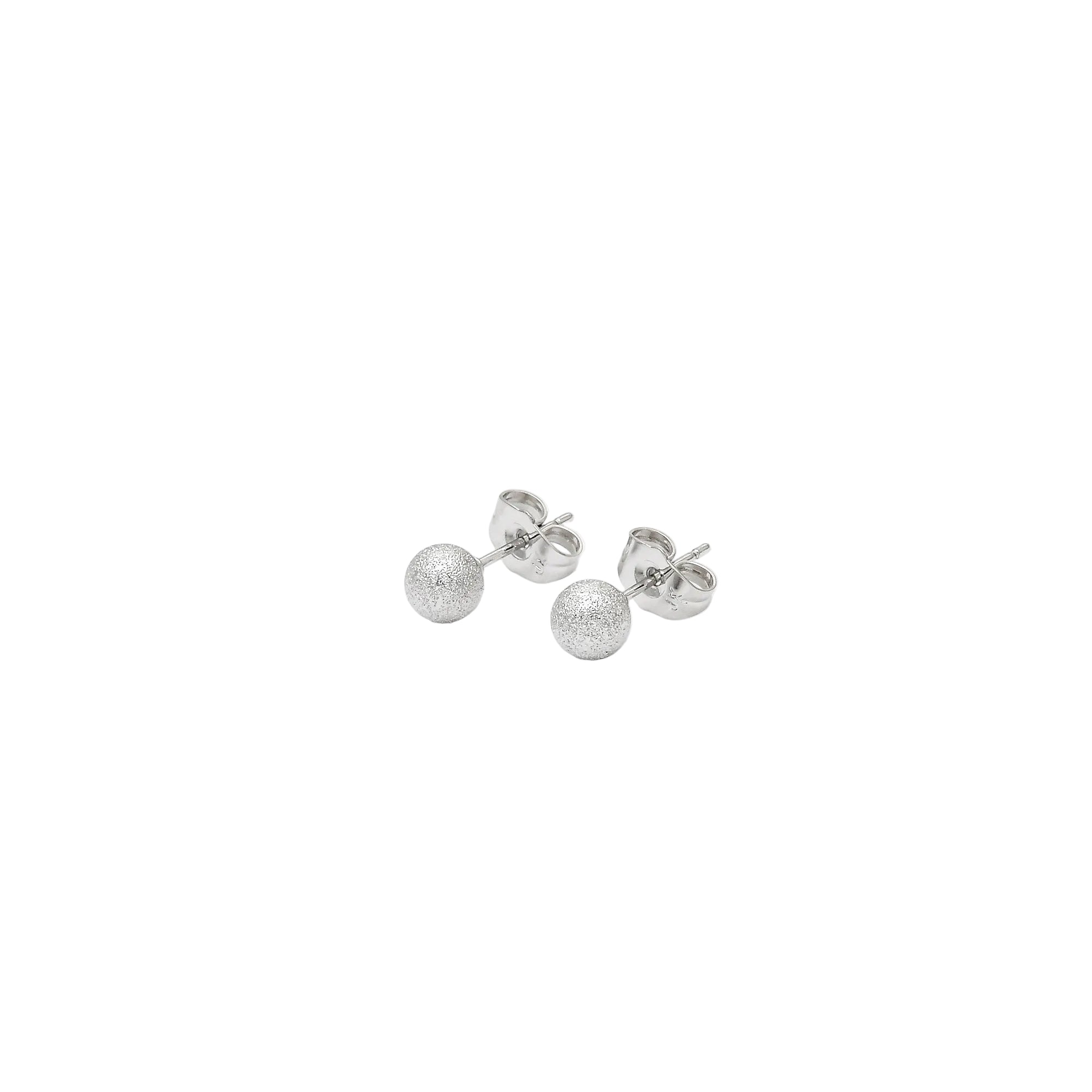 Disco ball stud earrings with textured silver-tone finish