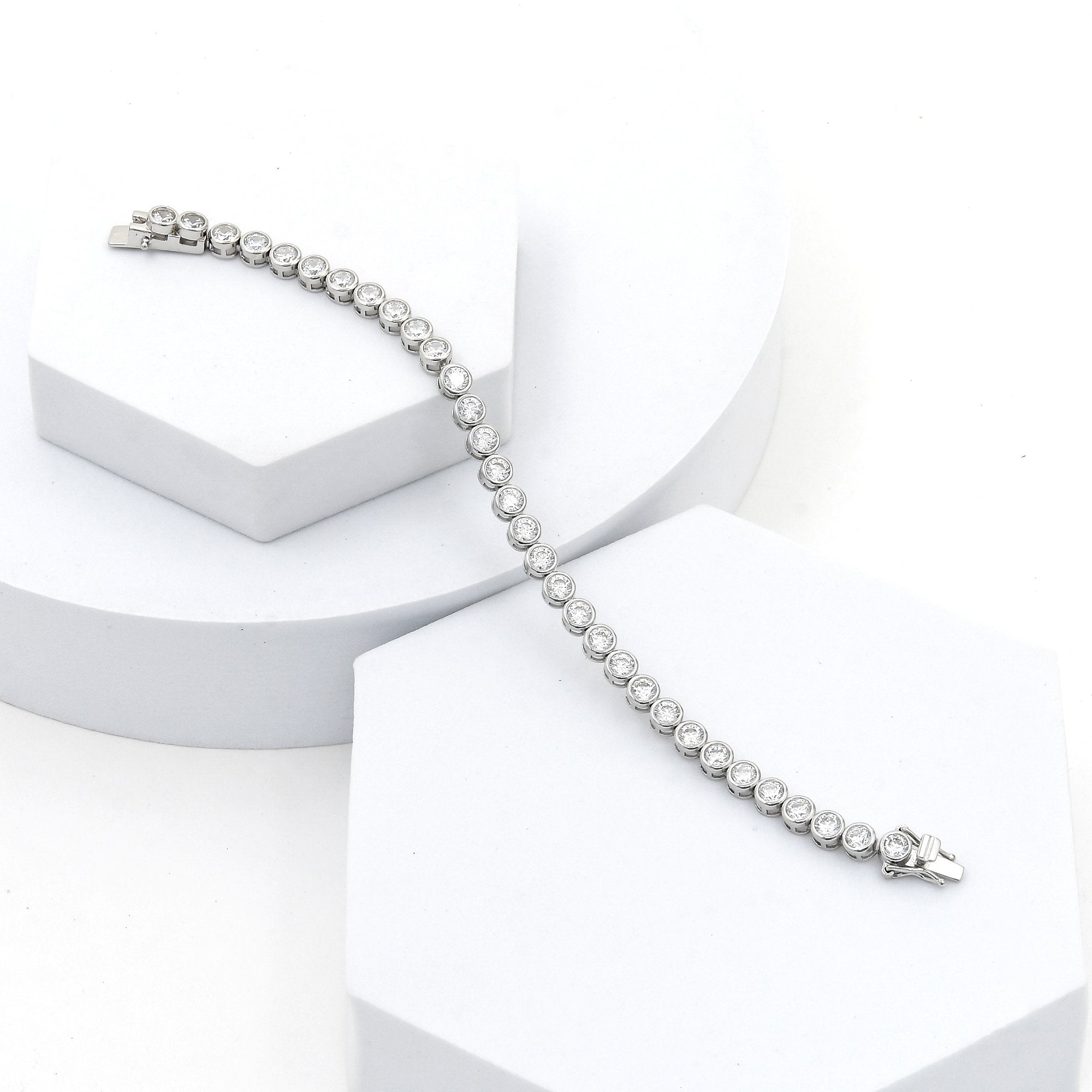 Close-up of bezel-set luxury bracelet designed for everyday wear