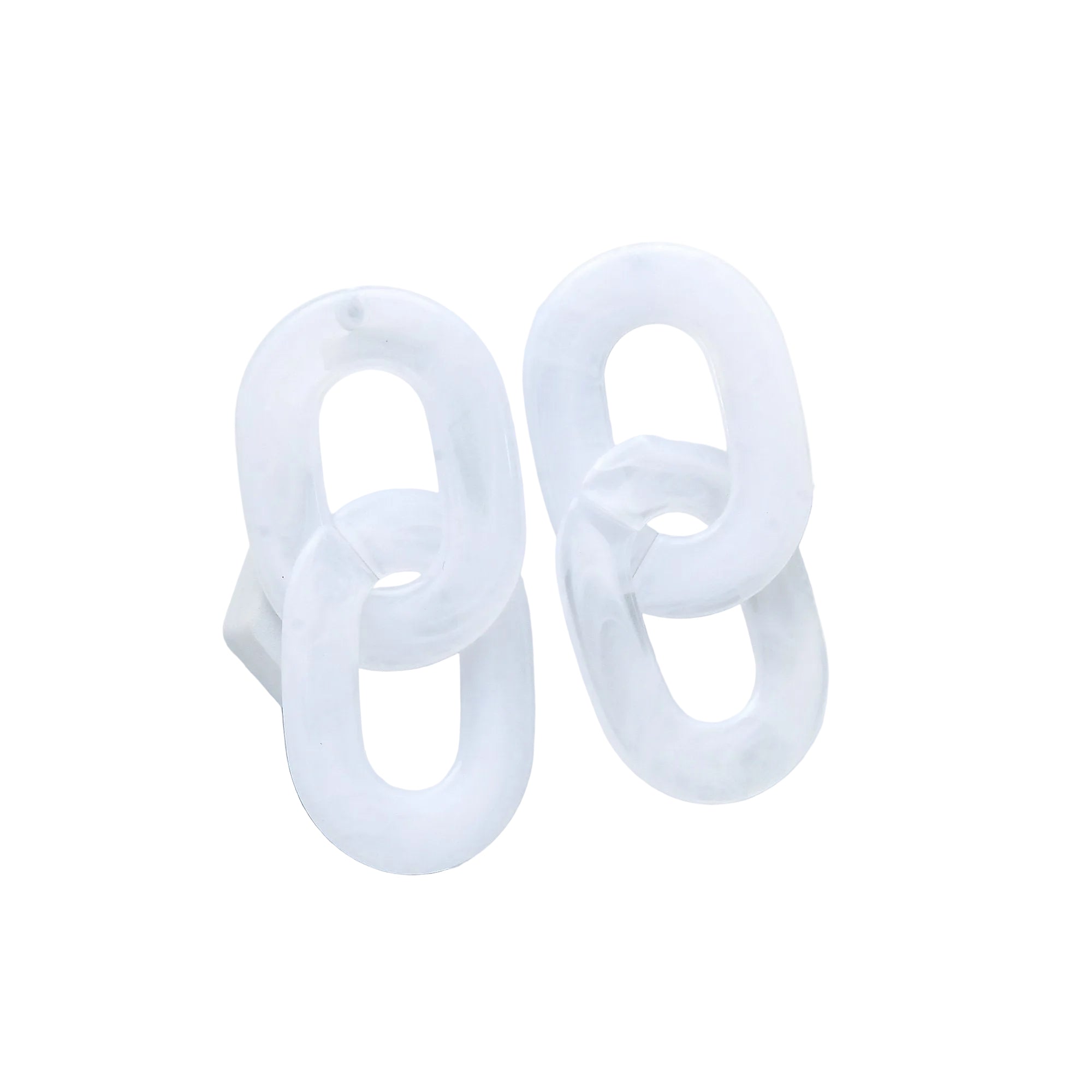Handcrafted oversized marbled acrylic link earrings in a modern interlocking chain design.