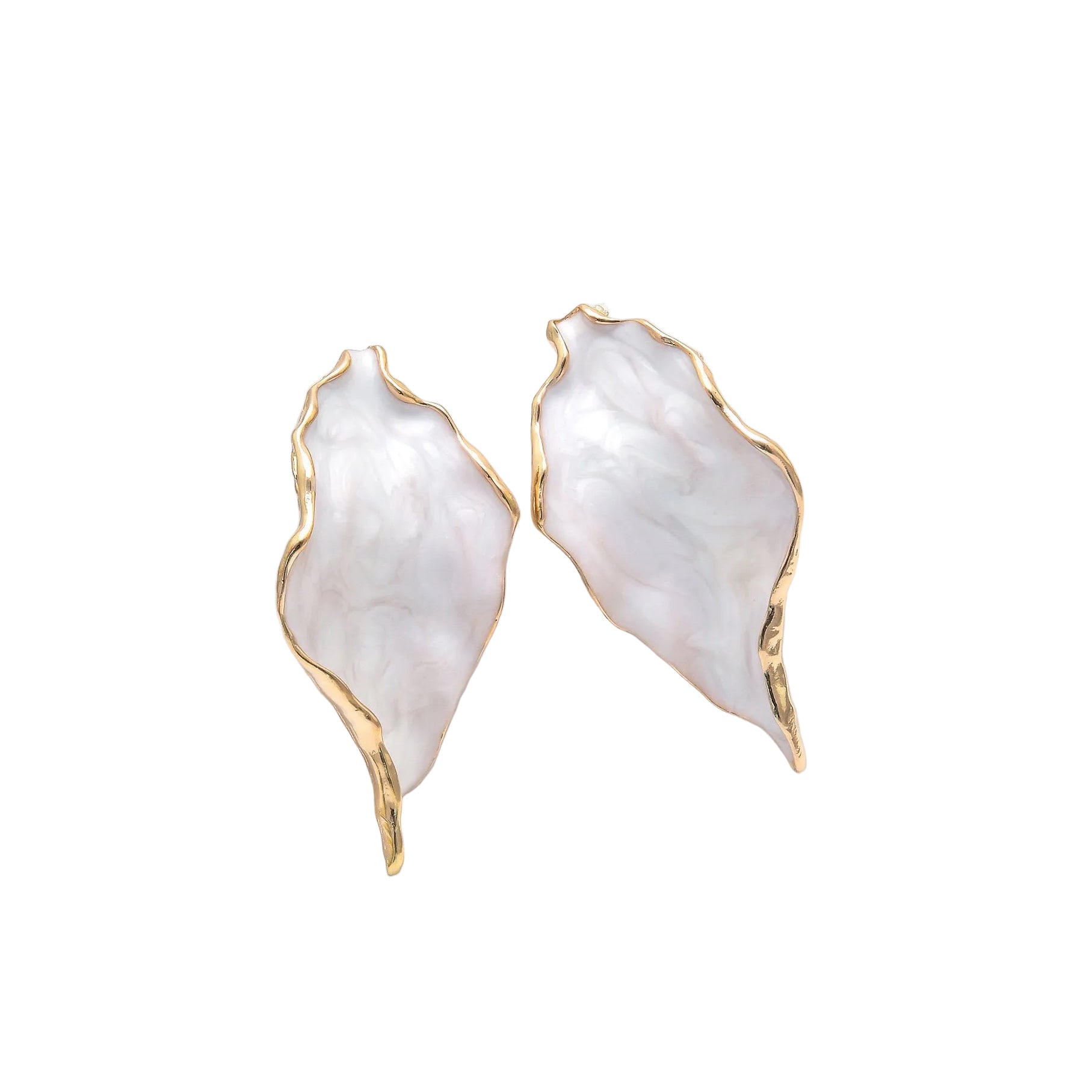     Handcrafted three-layer marbled acrylic statement earrings with premium gold alloy edging.