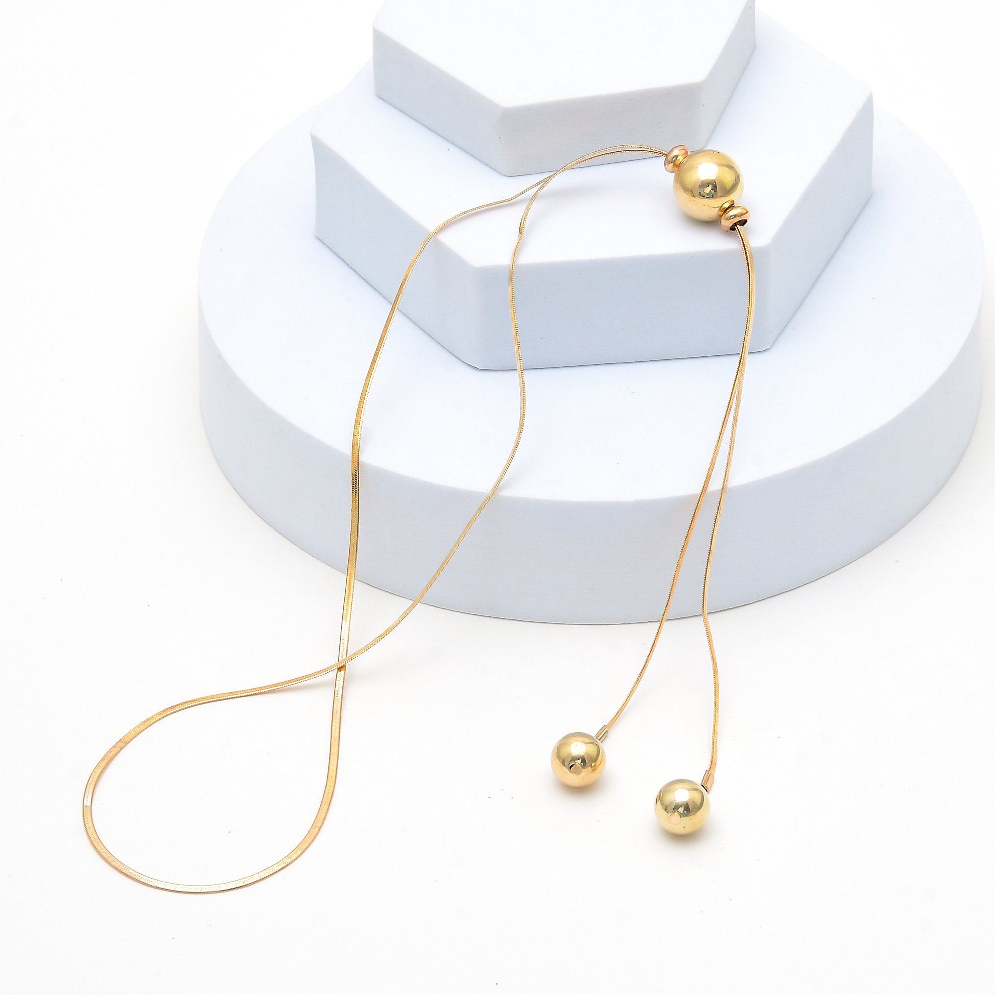 Minimal long chain necklace with geometric pendant detailing by Civaro