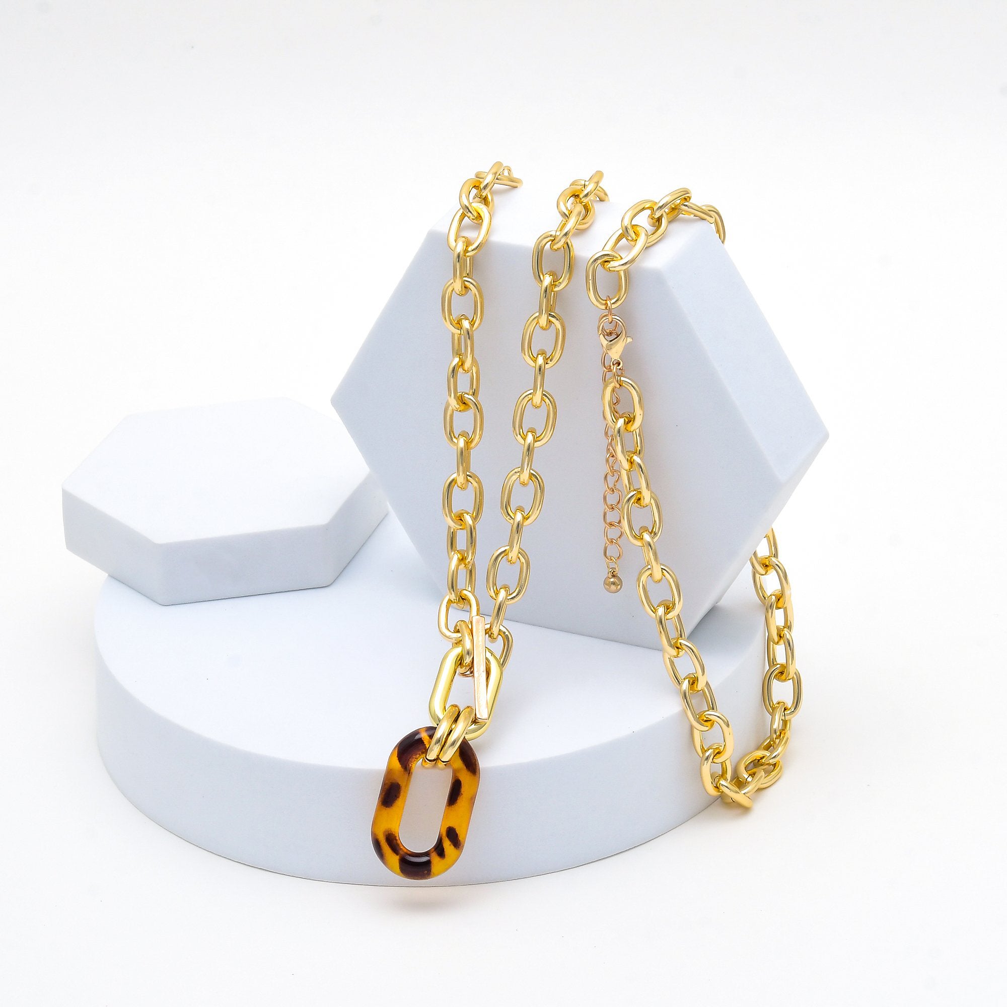 Minimal chain necklace and leopard charm styling accessory by Civaro