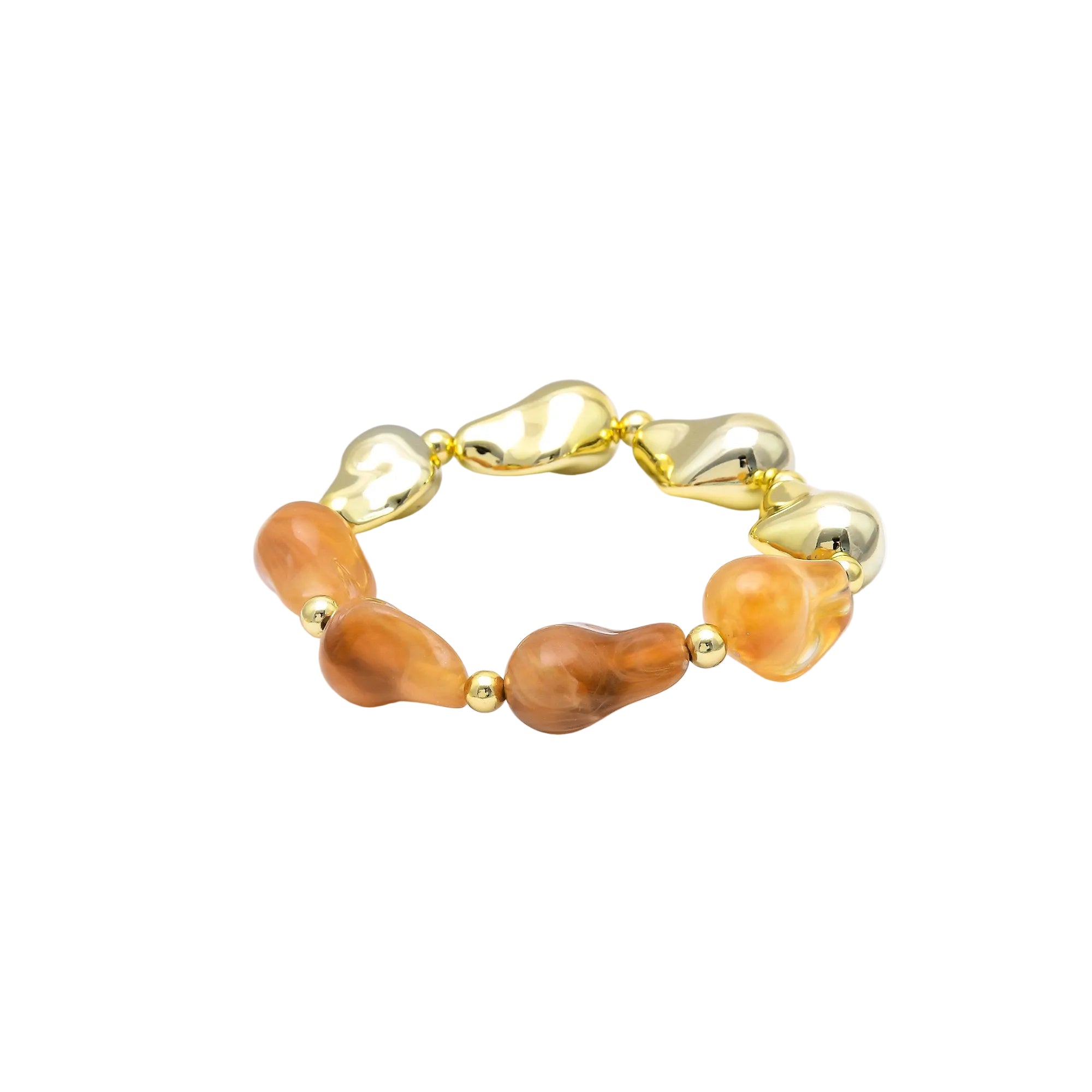 Geometric acrylic beaded bracelet for women with polished gold tone metal accents by civaro