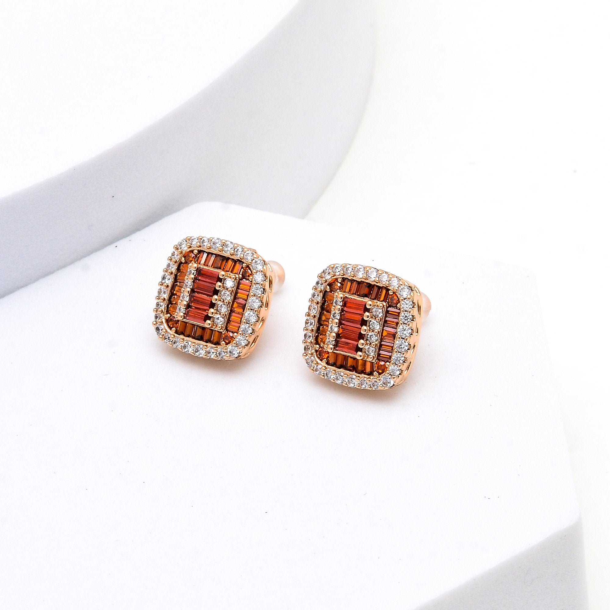 Amber Deco Studs 🧡