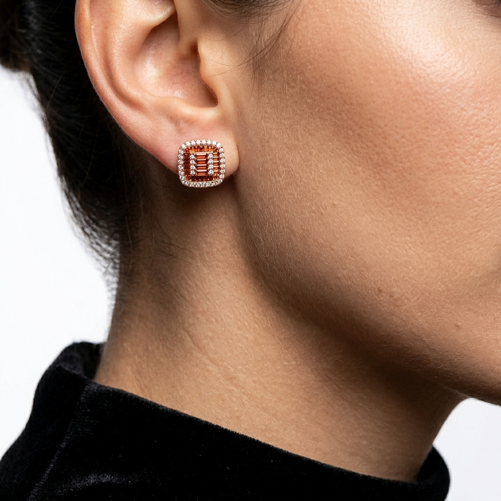 Amber Deco Studs 🧡