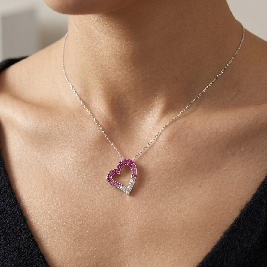 Pink Ombre Heart Necklace