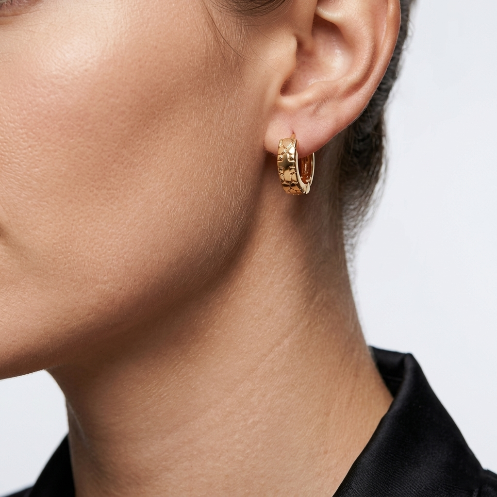Lightweight hypoallergenic cross detail hoop earrings in rose gold finish