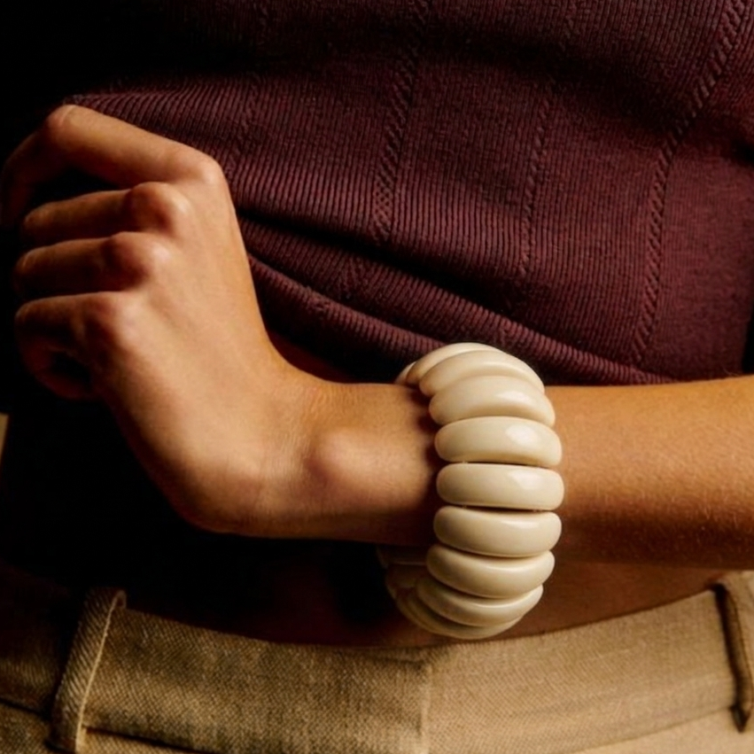 Minimal acrylic bracelet designed for stacking and everyday wear by Civaro
