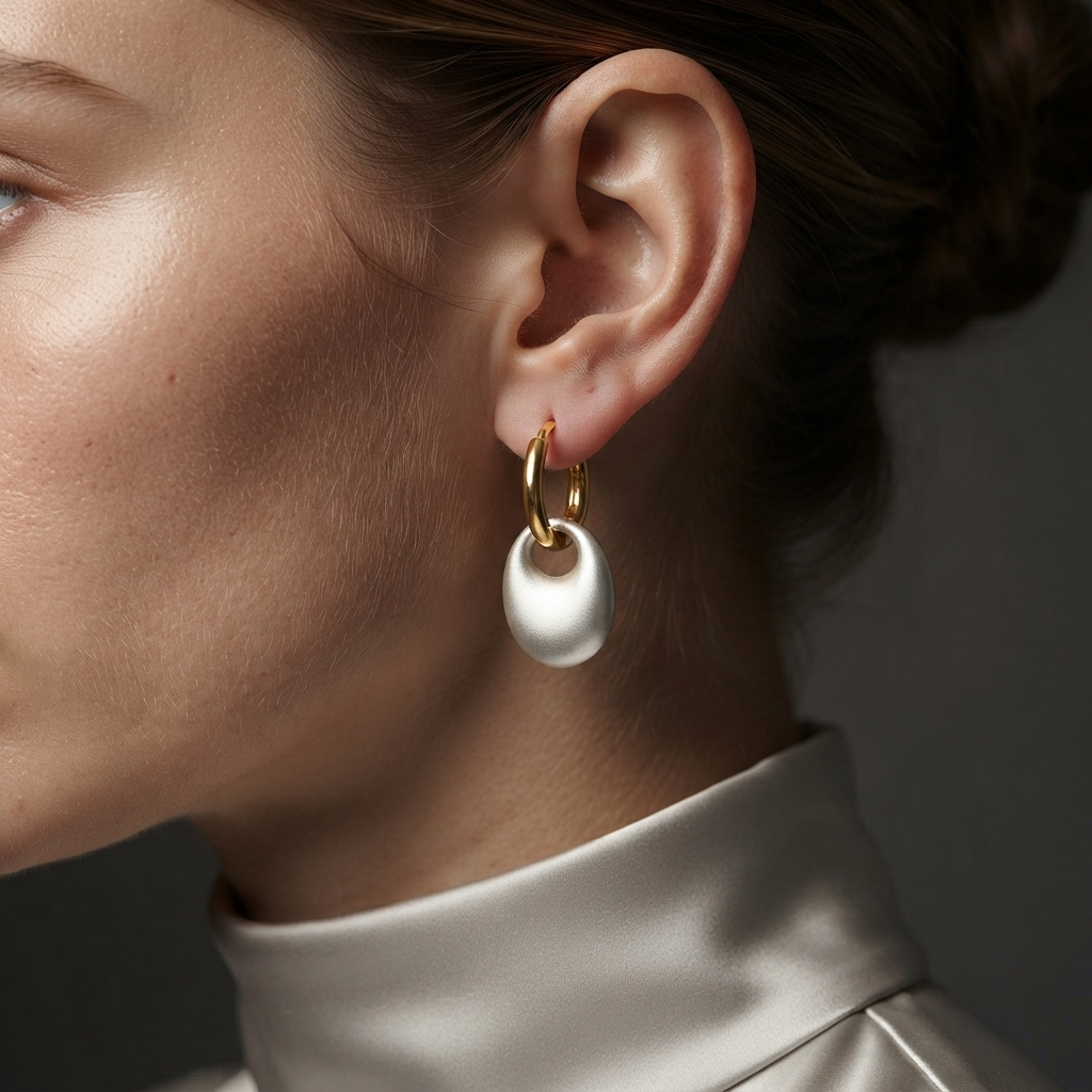 Stainless steel two way hoop earrings for women by Civaro