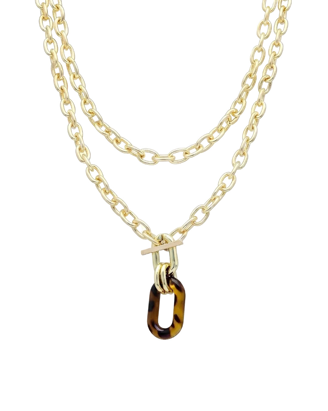 Aurelia dual layer leopard pendant necklace with oval acrylic charm by Civaro