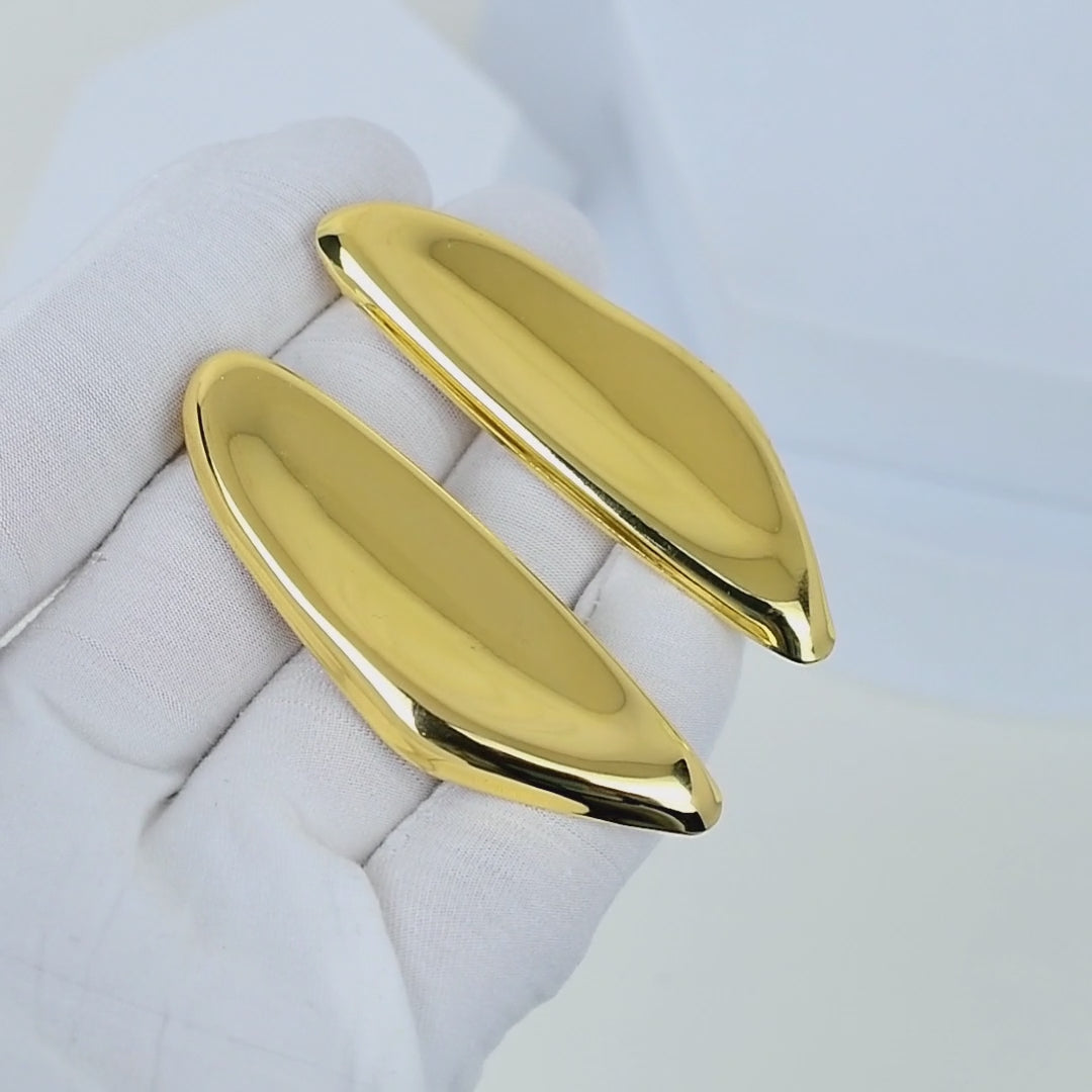 Women's oversized stainless steel stud earrings with a sleek elongated profile and mirror finish for casual and occasion wear by Civaro