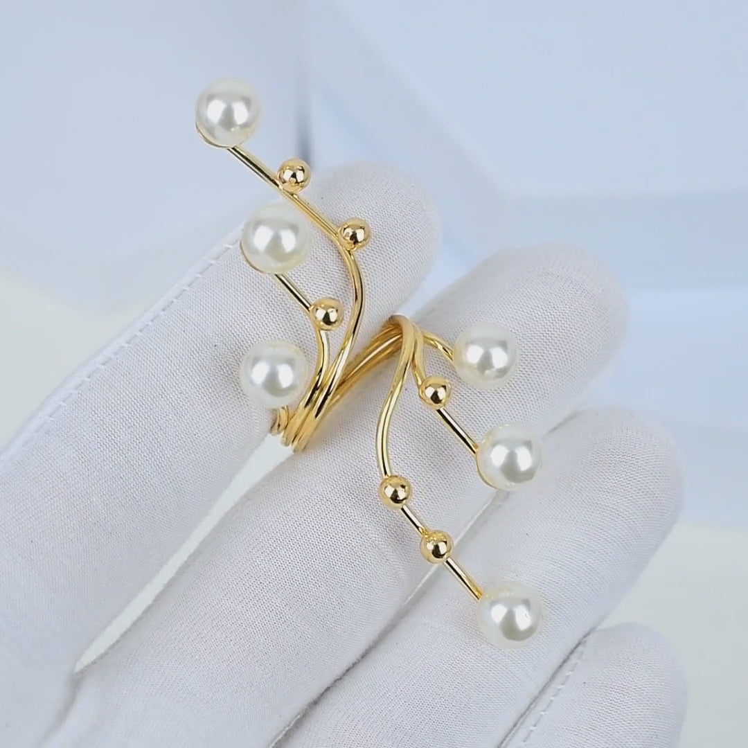 Women's adjustable artificial pearl ring for everyday and occasion wear
