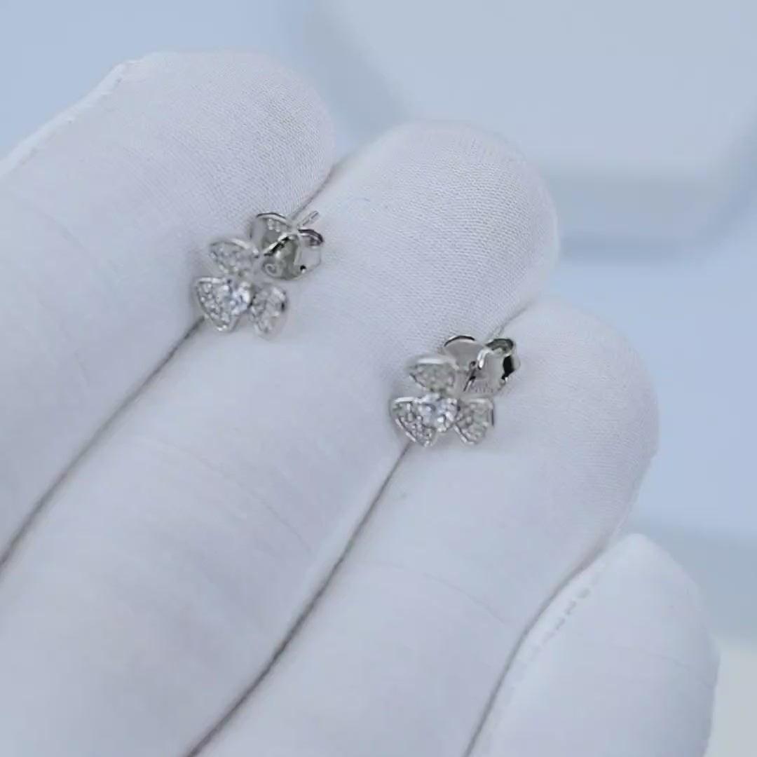 Video showcasing Celeste Bow Stud Earrings 925 with sparkling cubic zirconia stone detailing