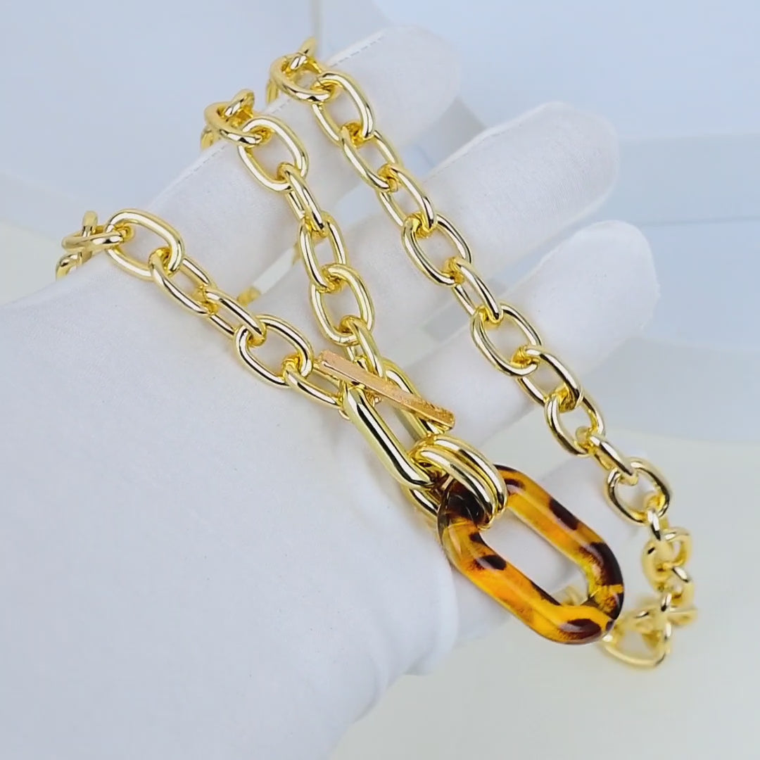 Aurelia Dual Layer Leopard Pendant Necklace