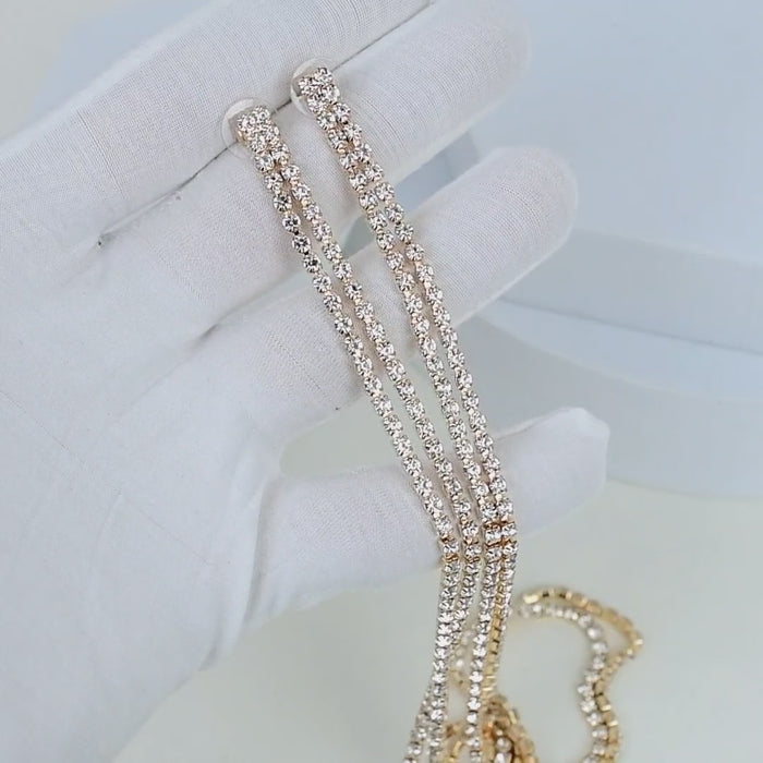 long diamond hanging dangle earring for formal occasion and casual wear