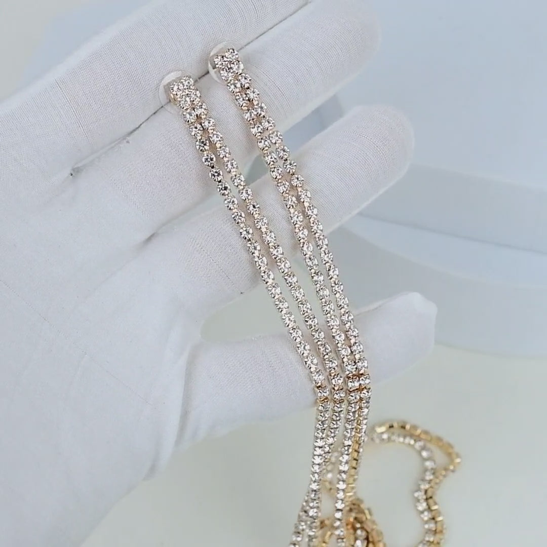 long diamond hanging dangle earring for formal occasion and casual wear