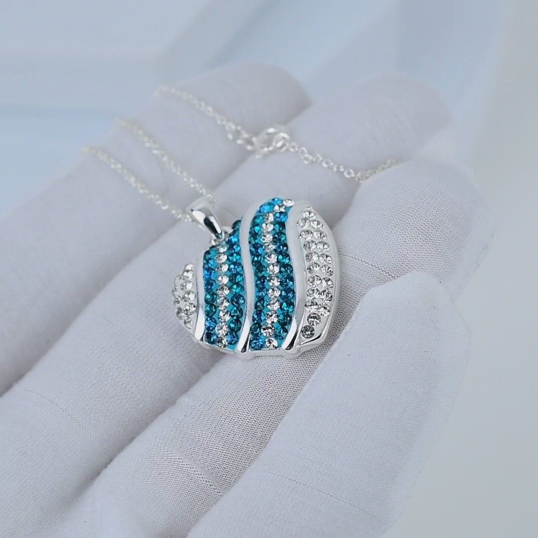 Teal Wave Heart Necklace