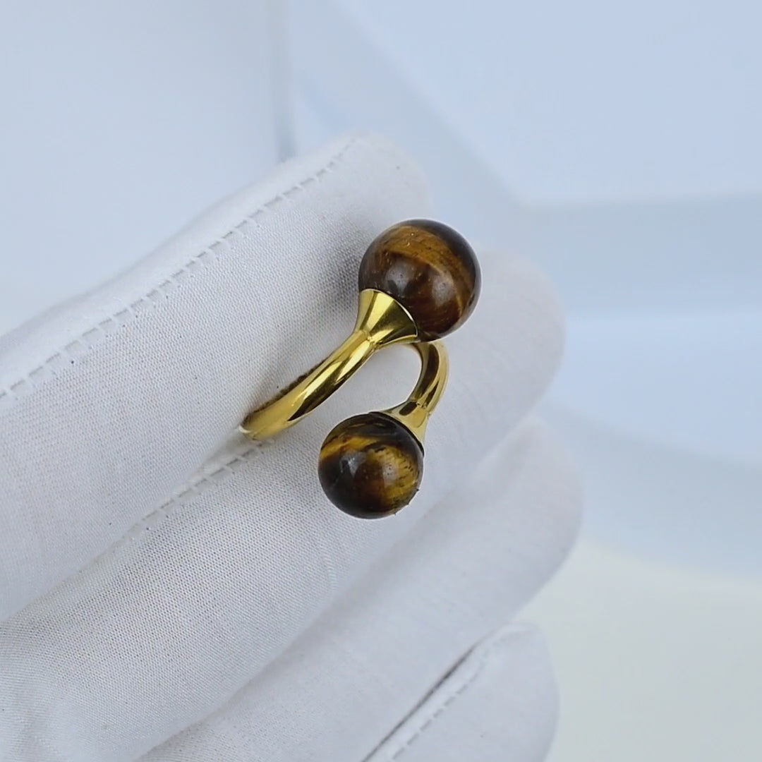 Elegant handcrafted tiger eye stainless steel ring for everyday wear.