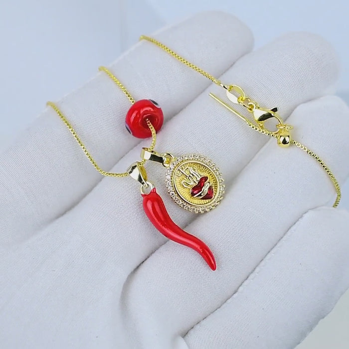 Unisex gold pendant necklace with meaningful charms by civaro