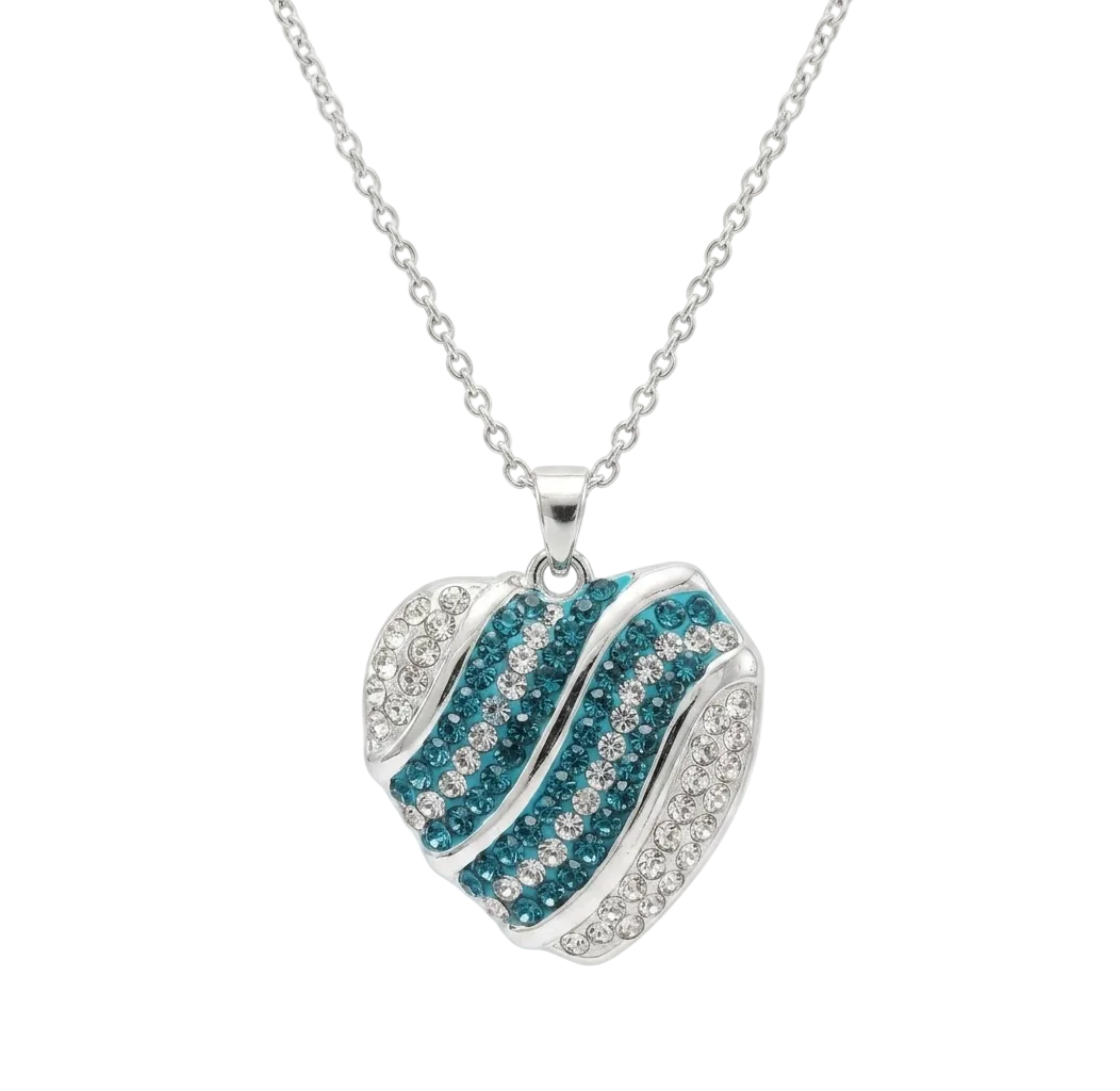 teal heart pendant